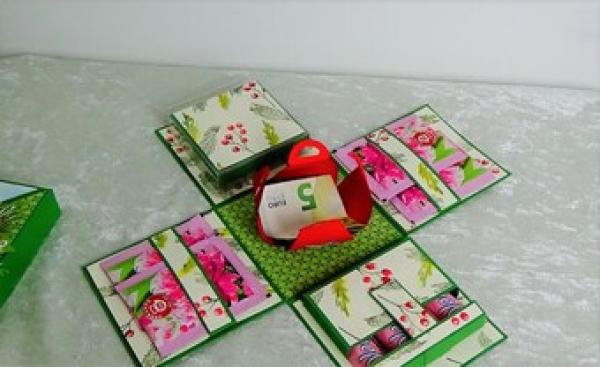 Explosionsbox- Geschenkbox zu Weihnachten " Wärmende Stunden " / Geschenkbox / Verpackung für Geld /